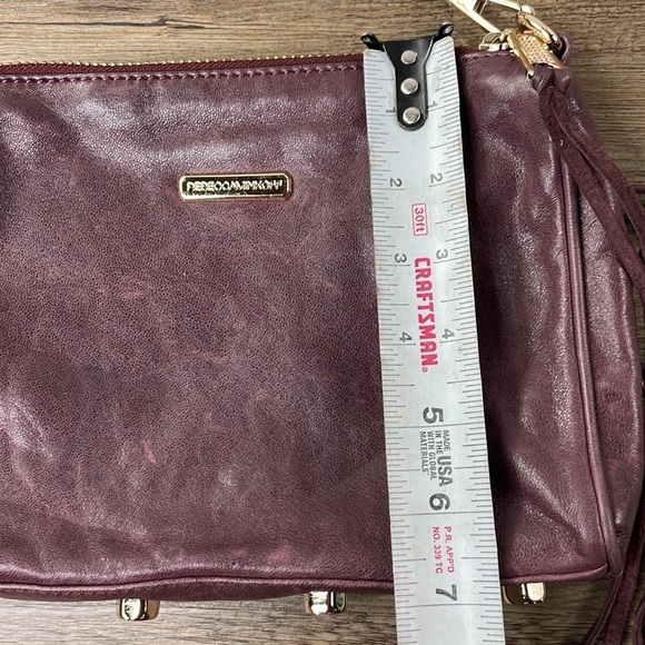 Rebecca Minkoff Mini 5 Zip Crossbody Bag Purse in Burgundy - Picture 6 of 8